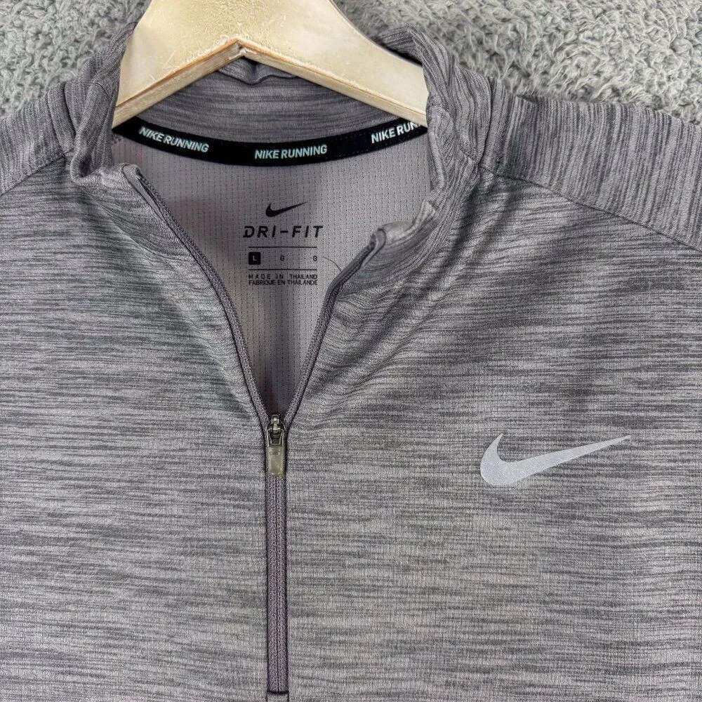 Nike Running Jacket Womens Large Gray 1/4 Zipper Thumb Holes Athletic Gym 928613
